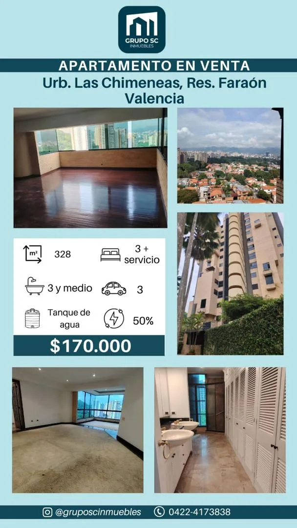 Apartamento en Venta en Urb. Las Chimeneas, Res. Faraón – Valencia — 3 hab 328m² — USD 170,000
