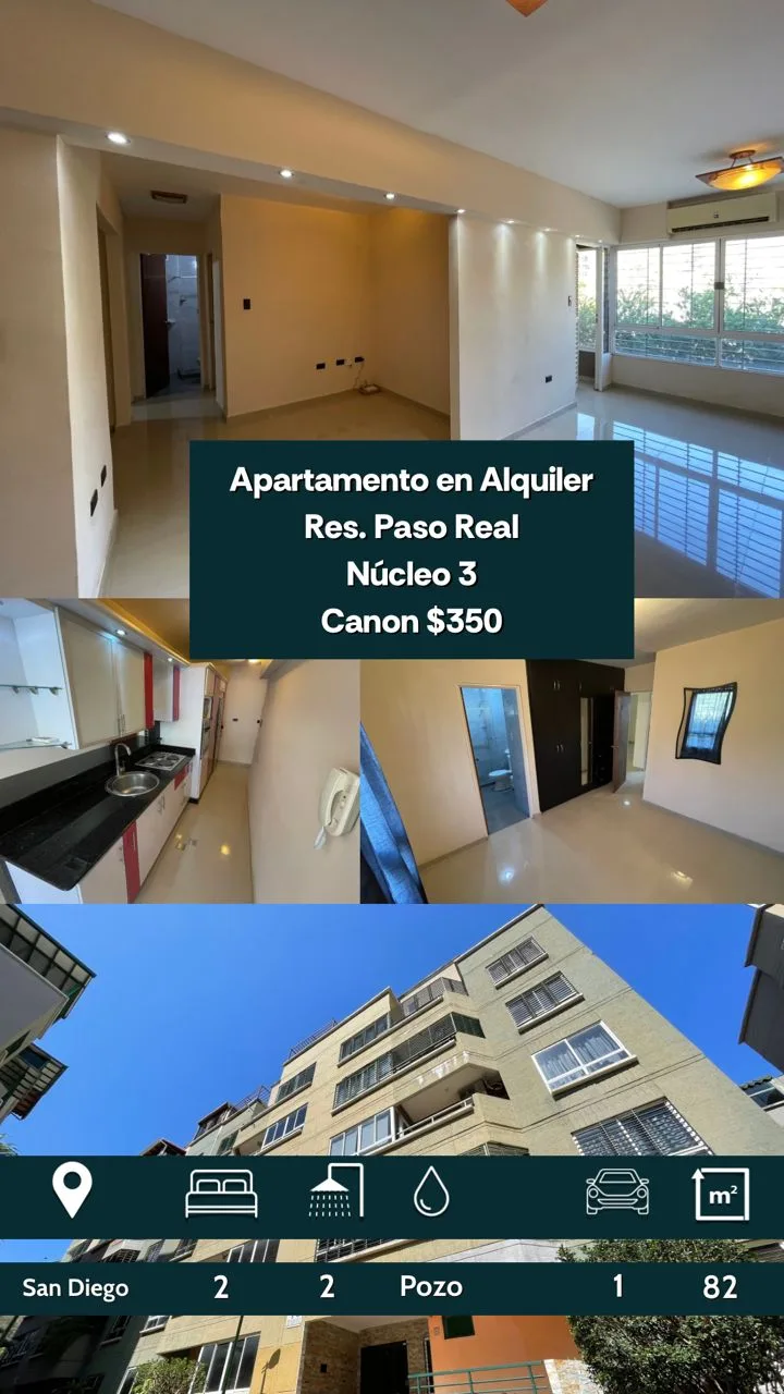 Apartamento en Alquiler en Paso Real - San Diego — 2 hab — USD 350