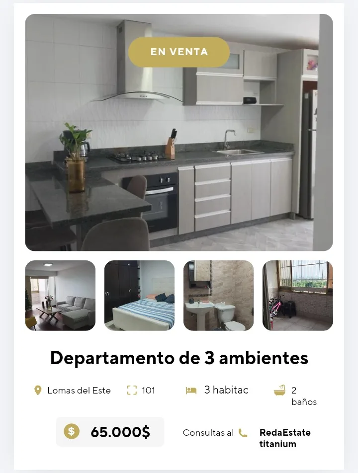 Apartamento en Venta en Loma del Este — 3 hab 101m² — USD 65,000