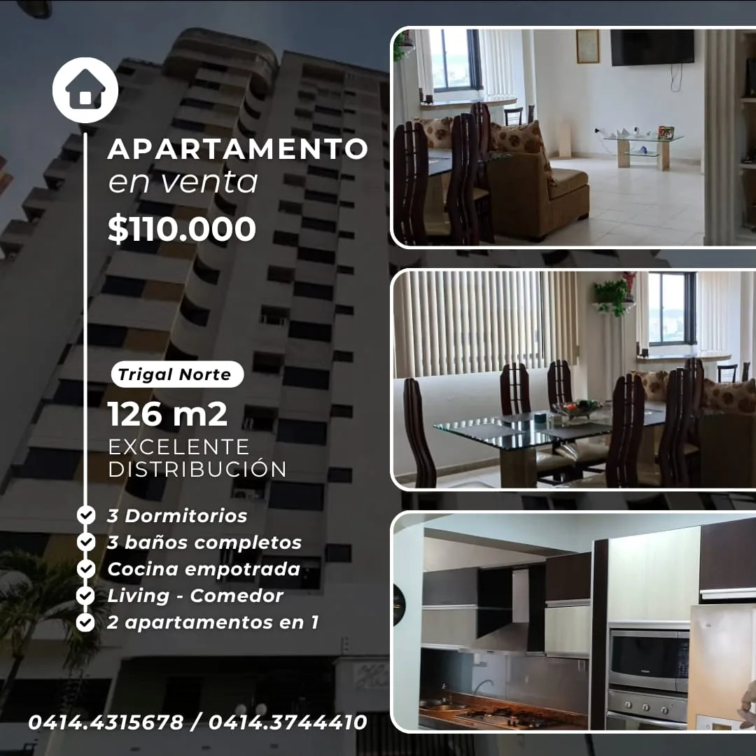 Apartamento en Venta en Trigal Norte — 3 hab 126m² — USD 110,000