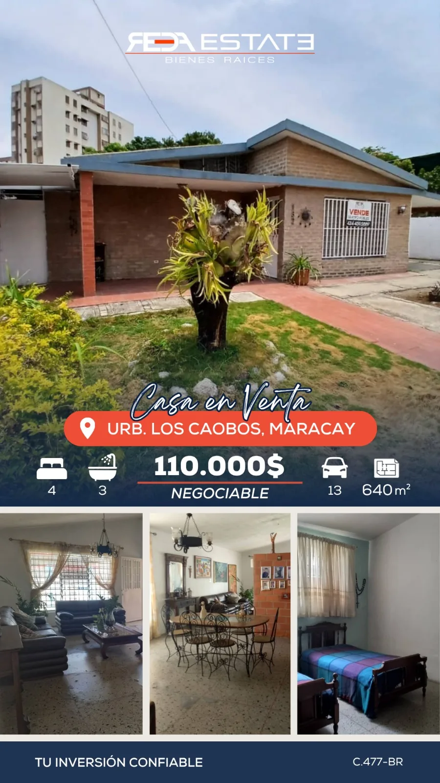 Casa en Venta en Urb. Los Caobos, Maracay — 4 hab 640m² — USD 110,000