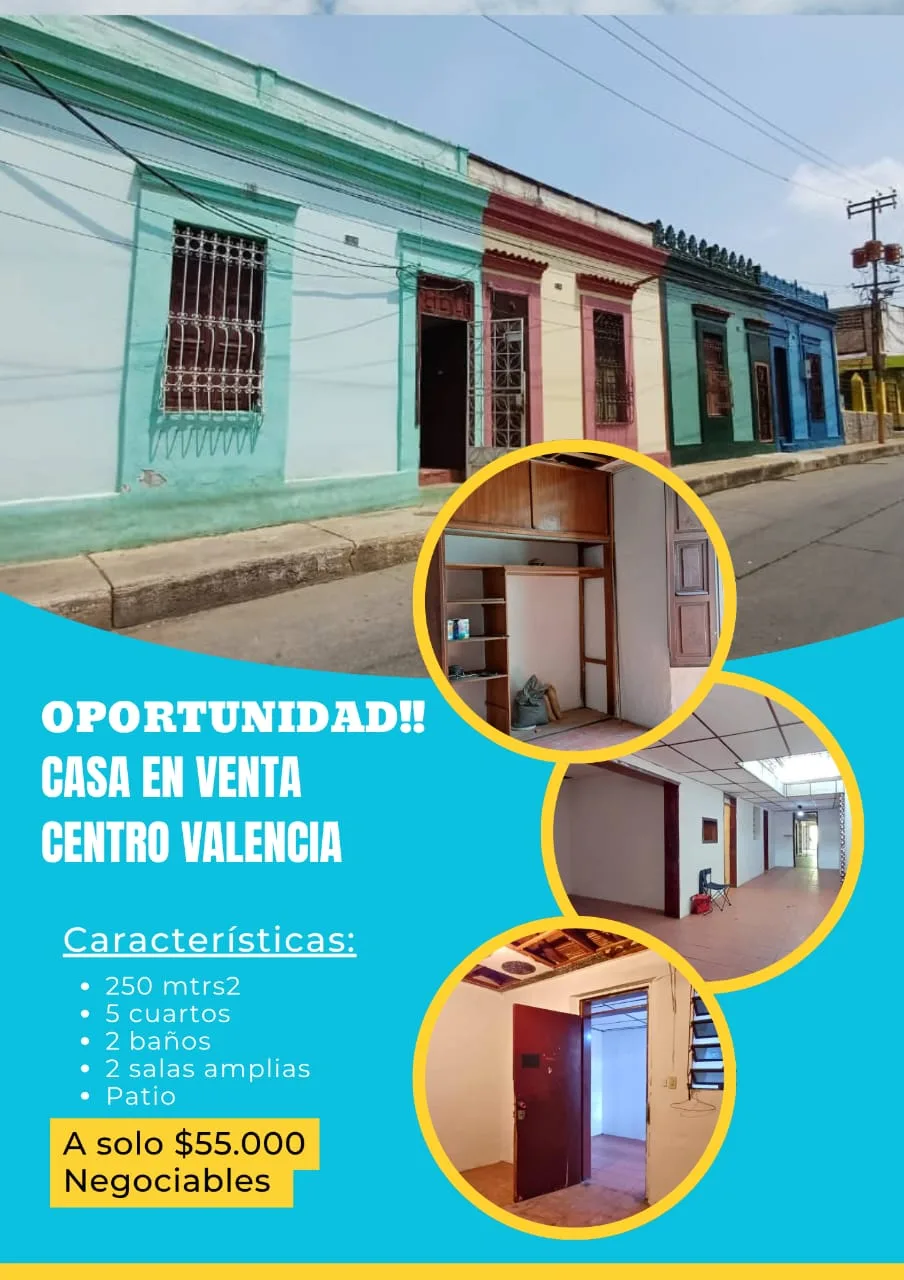 Casa en Venta en casco central de Valencia, Liceo Don Bosco — 5 hab 250m² — USD 55,000