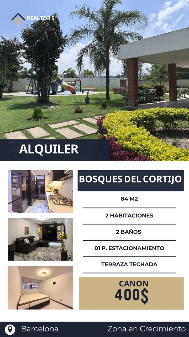 Apartamento en Alquiler en Conjunto Residencial Bosques del Cortijo — 2 hab 84m² — USD 400