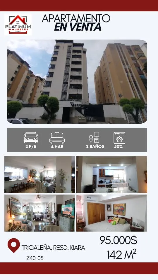 Apartamento en Venta en Residencias Kiara, Urb. Trigaleña Baja — 4 hab 142m² — USD 95,000