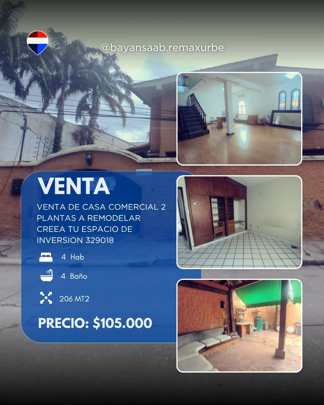 Casa en Venta en Calle 144, Av Paseo Cabriales, Autopista, Hermandad Gallega — 4 hab 206m² — USD 105,000