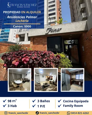 Apartamento en Residencias Palmar, sector Playa Mansa Lechería