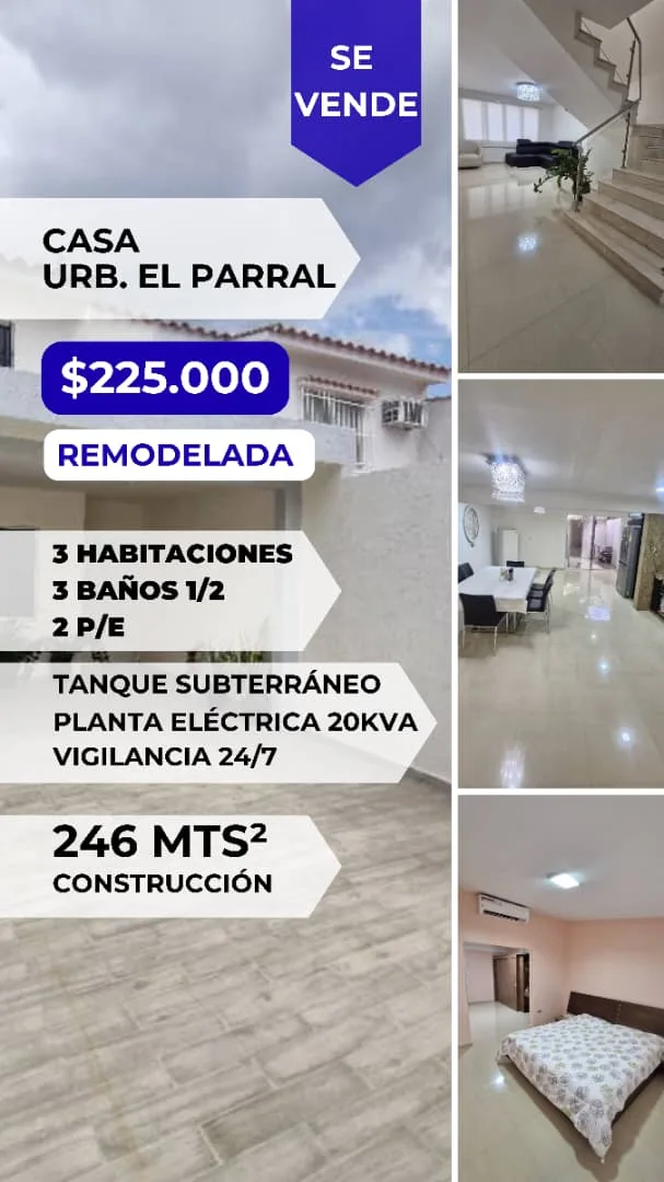 Casa en Venta en Urb. El Parral — 3 hab 246m² — USD 225,000