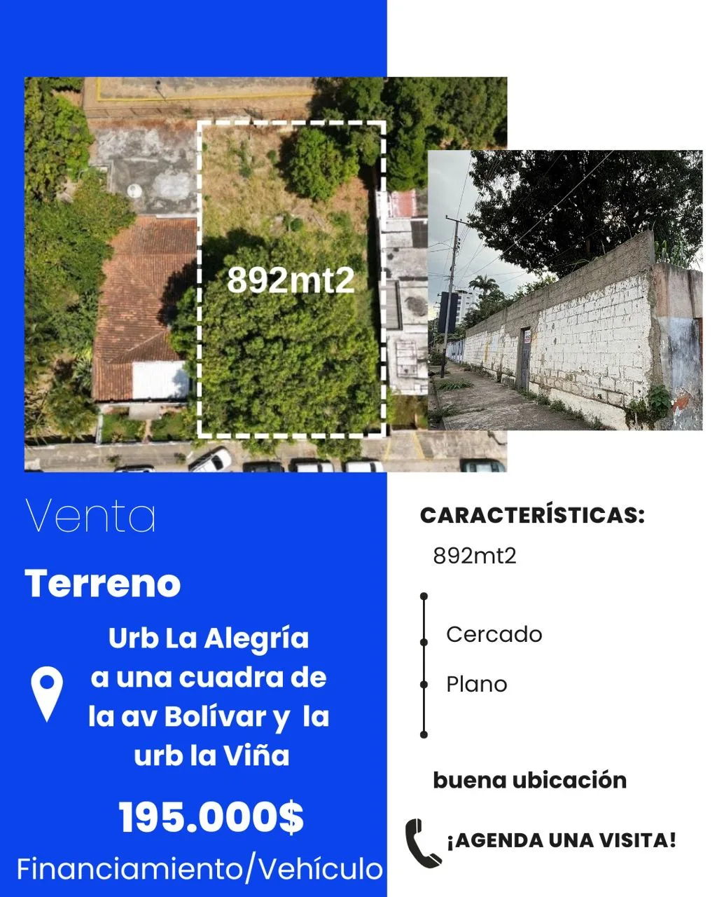 Terreno en Venta en Urb La Alegría 892m² — USD 195,000