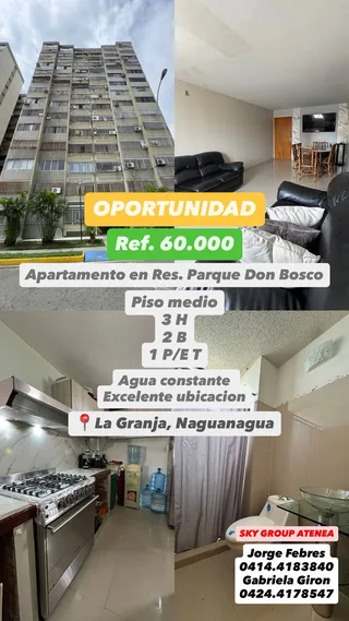 Apartamento en Res. Parque Don Bosco, La Granja-Naguanagua