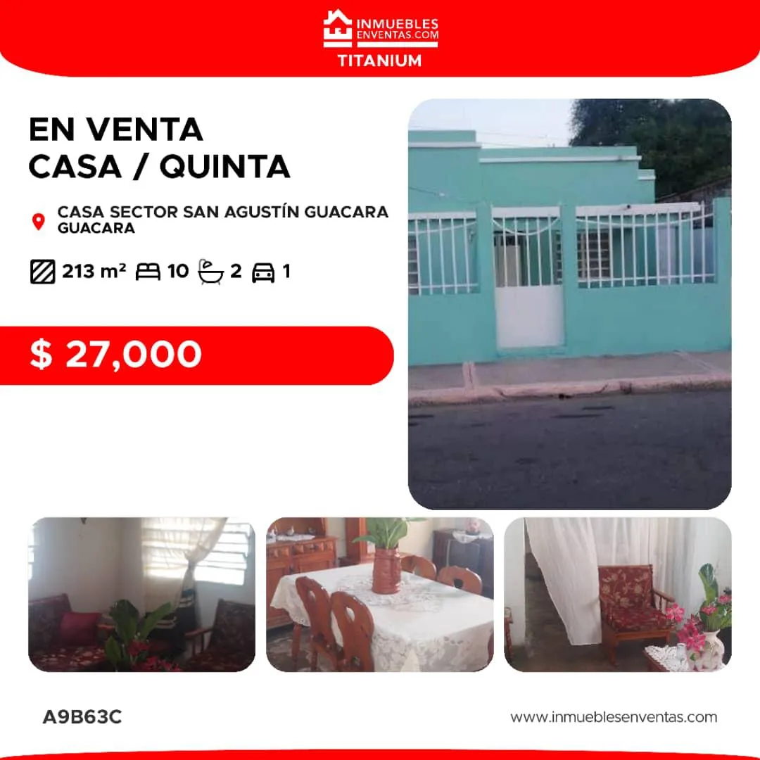 Casa en Venta en Sector San Agustín, Guacara — 10 hab 213m² — USD 27,000