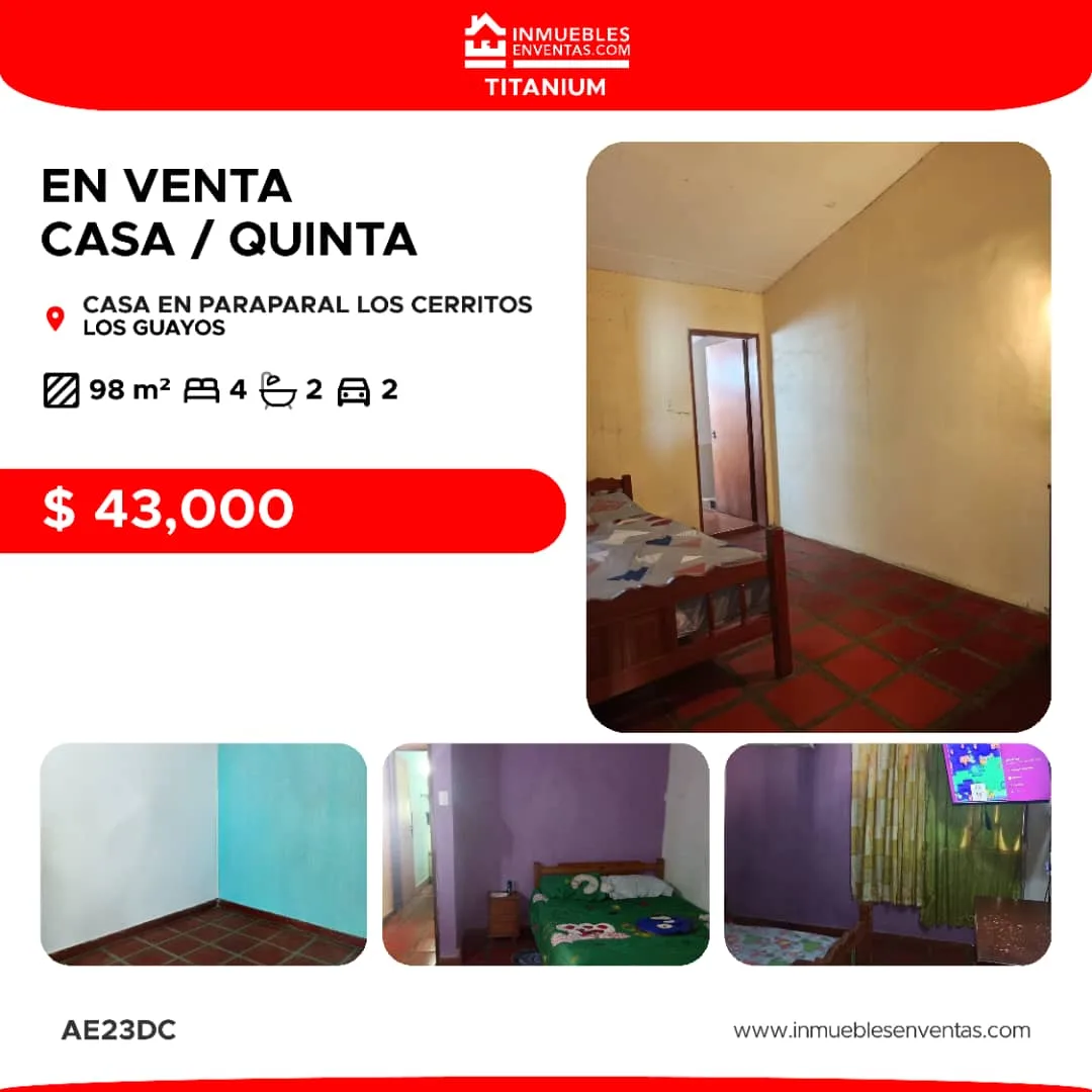 Casa en Venta en Urbanización Los Cerritos, Paraparal, Municipio Los Guayos — 4 hab 98m² — USD 43,000