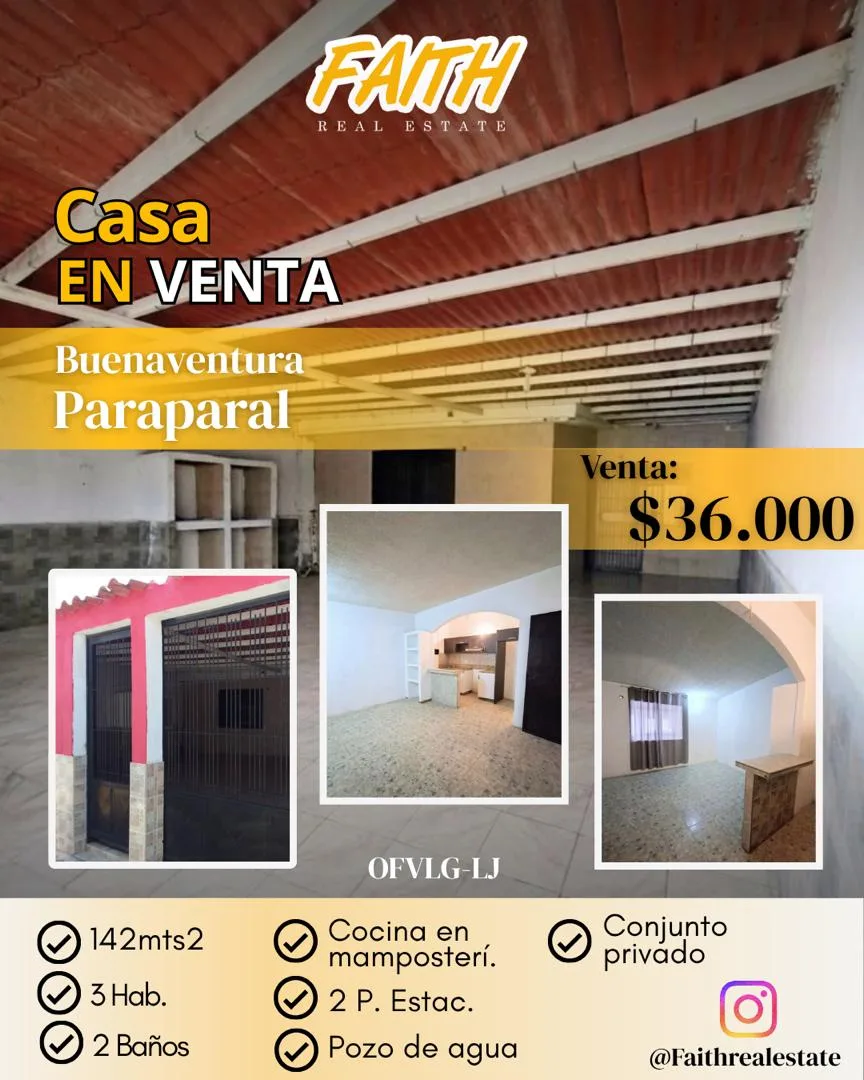 Casa en Venta en Urb.Paraparal/sector buenaventura — 3 hab 142m² — USD 36,000