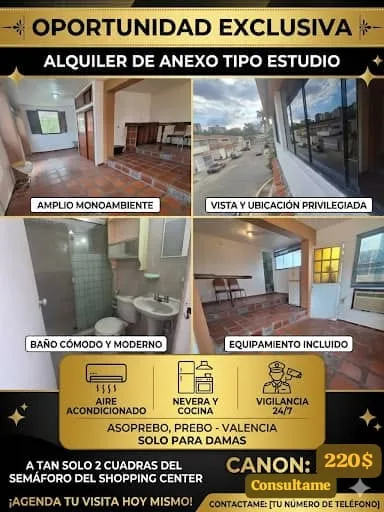 Apartamento en Alquiler en ASoprebo — 1 hab — USD 220