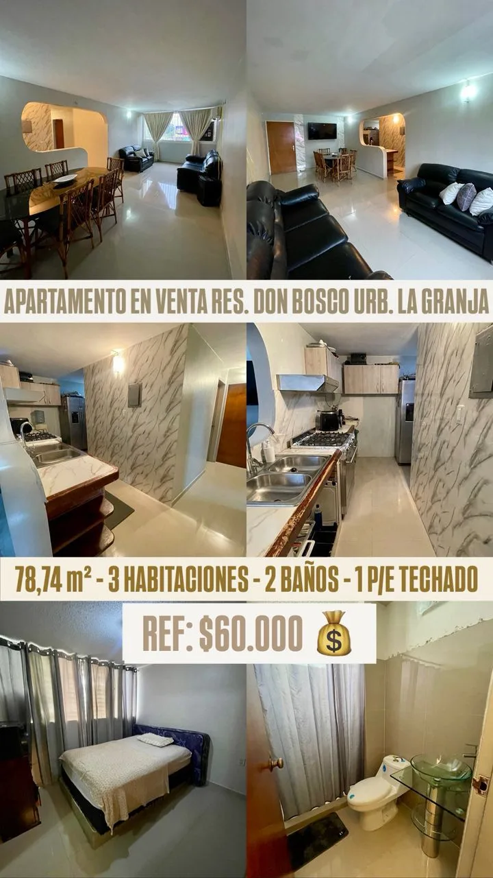 Apartamento en Venta en Urb. La Granja, Conj. Resd. Don Bosco, Naguanagua — 4 hab 78m² — USD 60,000