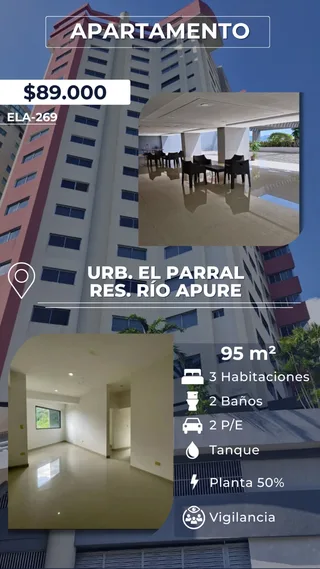 Apartamento en Urb. El Parral, Res. Río Apure