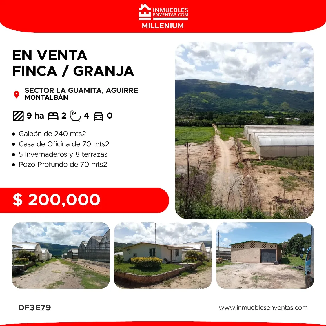 Terreno en Venta en Sector La Guamita, Aguirre, Montalban — 2 hab 88000m² — USD 200,000