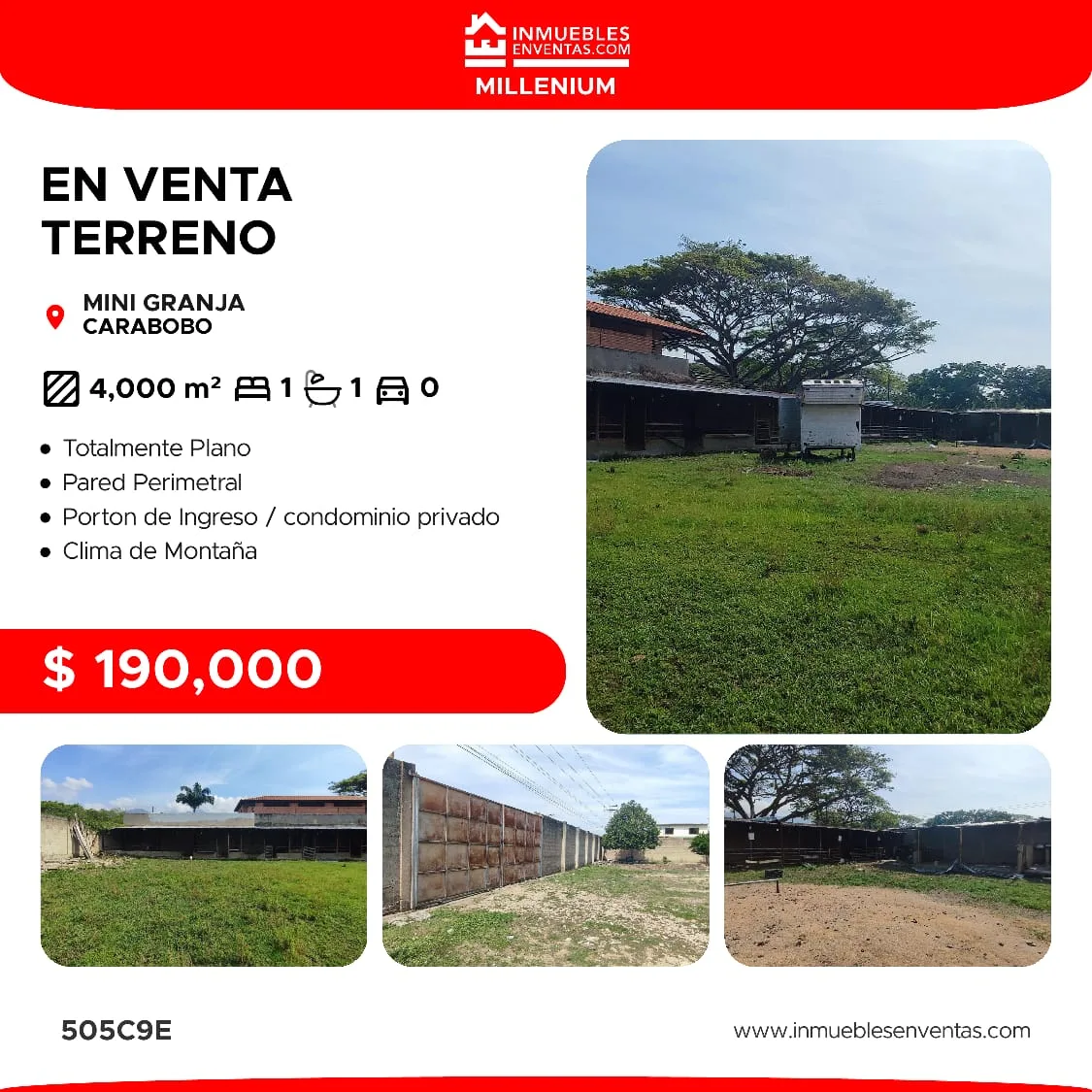Terreno en Venta en Mini Granja El Colonial, San Diego, Carabobo 4000m² — USD 190,000