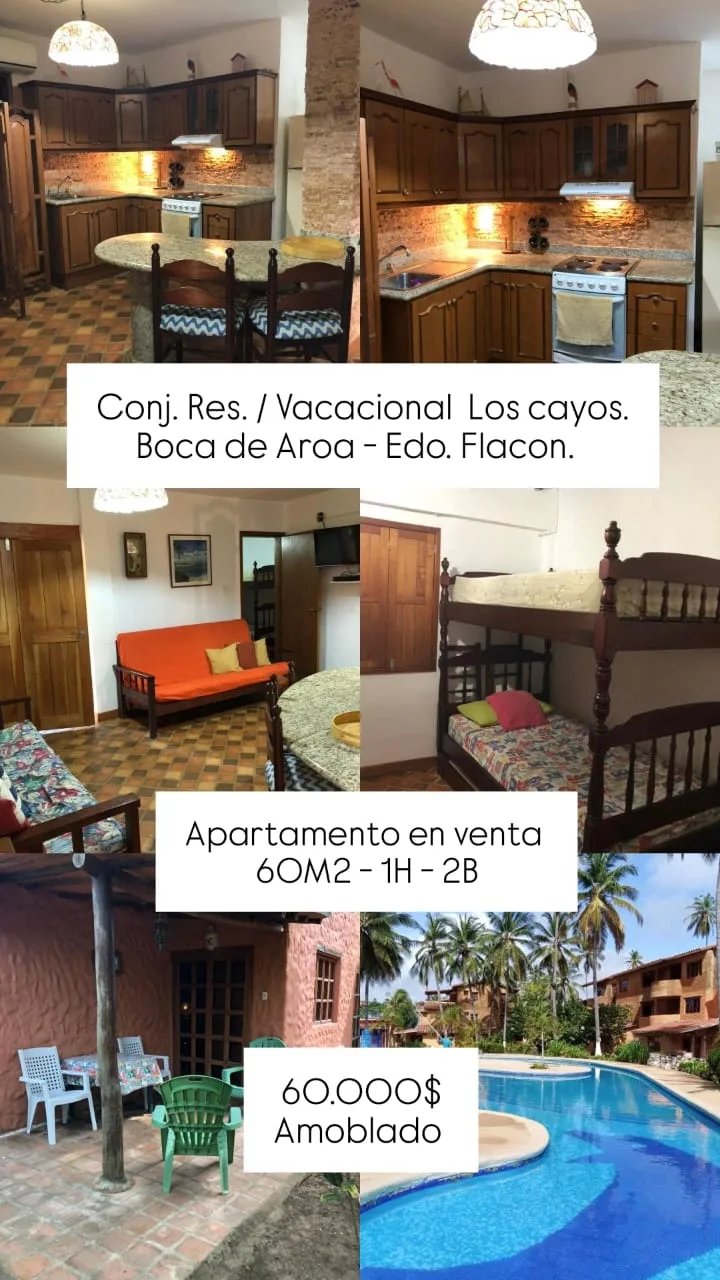 Apartamento en Venta en Boca de Aroa, Conjunto Residencial Vacacional Los Cayos — 1 hab 53m² — USD 60,000