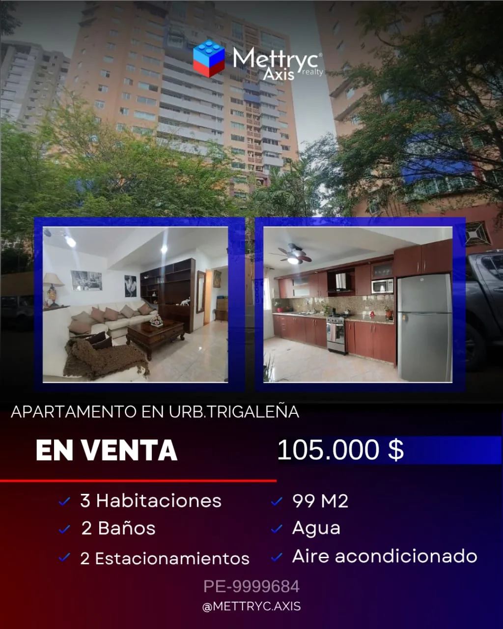 Apartamento en Venta en URB.TRIGALEÑA — 3 hab 99m² — USD 105,000