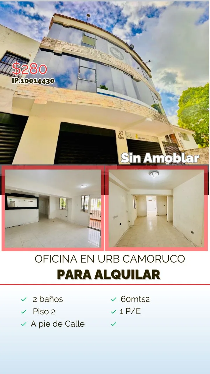 Oficina en Alquiler en C. C. y Profesional Elisa, frente a la plaza las 3 Madres diagonal a la cruz Roja 60m² — USD 280