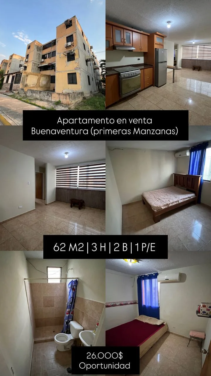 Apartamento en Venta en Buenaventura los Guayos — 3 hab 62m² — USD 26,000
