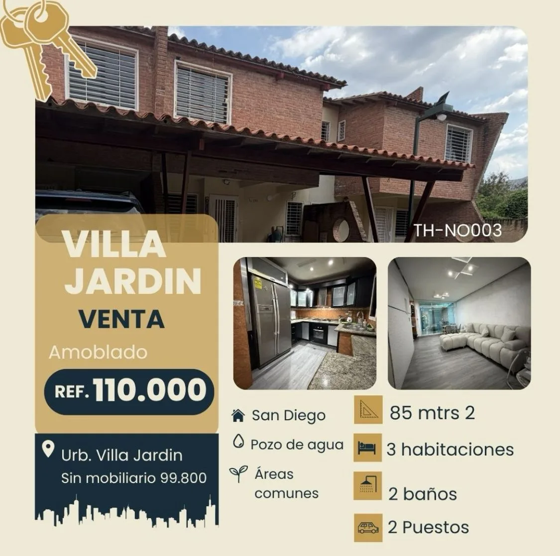 Townhouse en Venta en Urb. Villa Jardin — 3 hab 108m² — USD 110,000