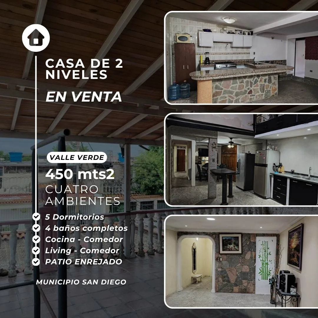 Casa en Venta en Urbanización Valle Verde, San Diego — 5 hab 450m² — USD 138,000