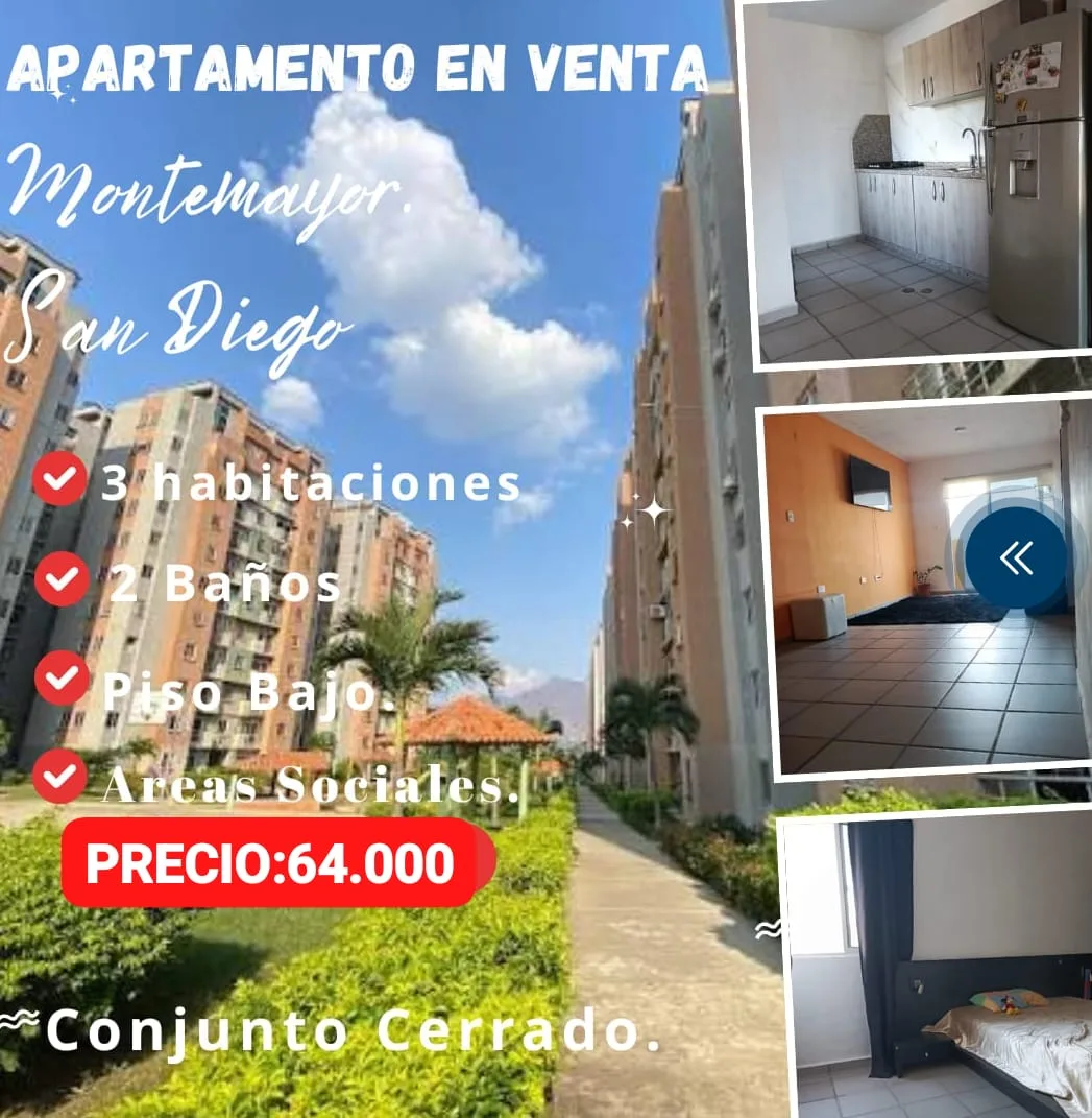 Apartamento en Venta en Montemayor, San Diego — 3 hab — USD 64,000