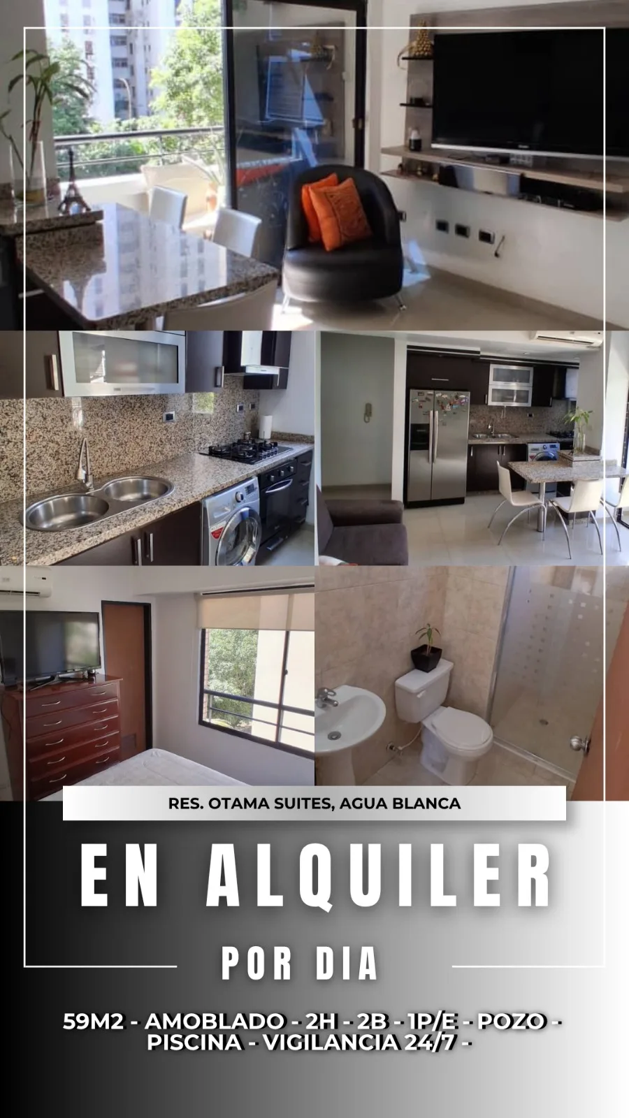 Apartamento en Alquiler en Res. Otama Suites, Sector Agua Blanca Valencia — 2 hab 59m² — Precio a consultar