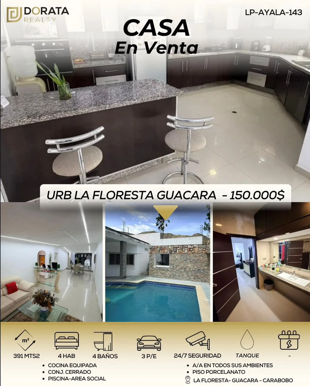 Casa en Venta en La Floresta, Guacara — 4 hab 391m² — USD 150,000