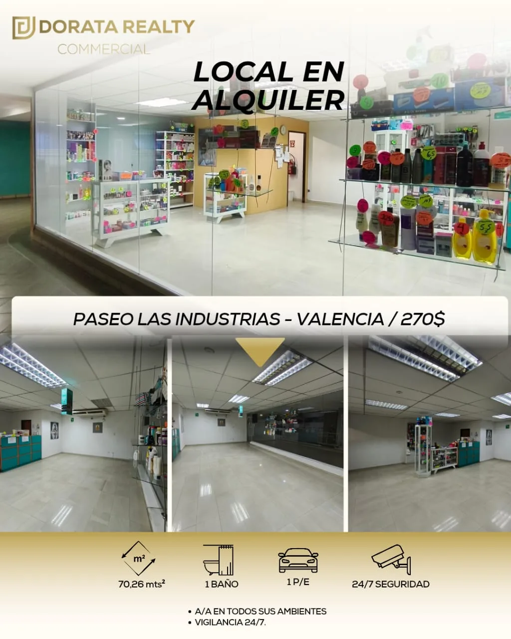 Local en Alquiler en CC Paseo Las Industrias. Valencia - Edo. Carabobo 70m² — USD 270