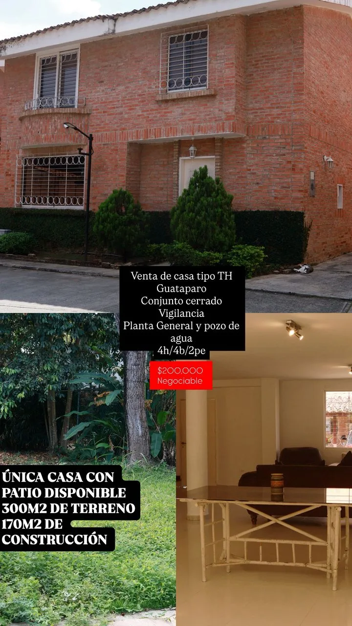 Casa en Venta en CR Los Aleros de Guataparo — 4 hab 170m² — USD 200,000