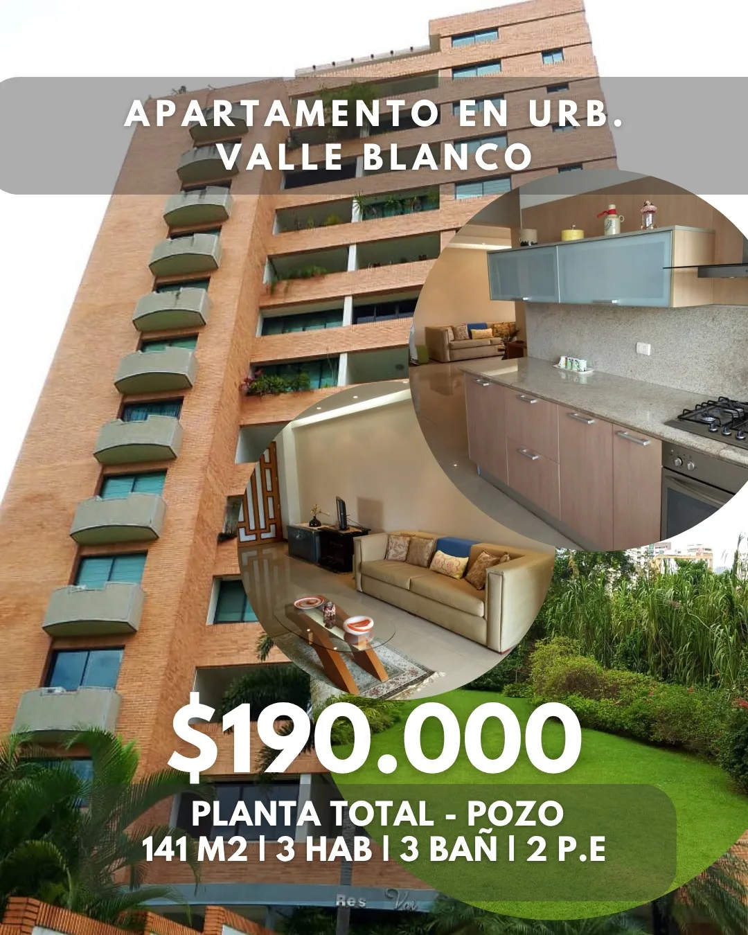 Apartamento en Venta en Valle Blanco — 3 hab 141m² — USD 190,000