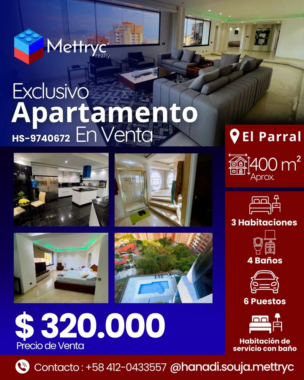 Apartamento en Venta en Altos del Parral 400m² — USD 320,000