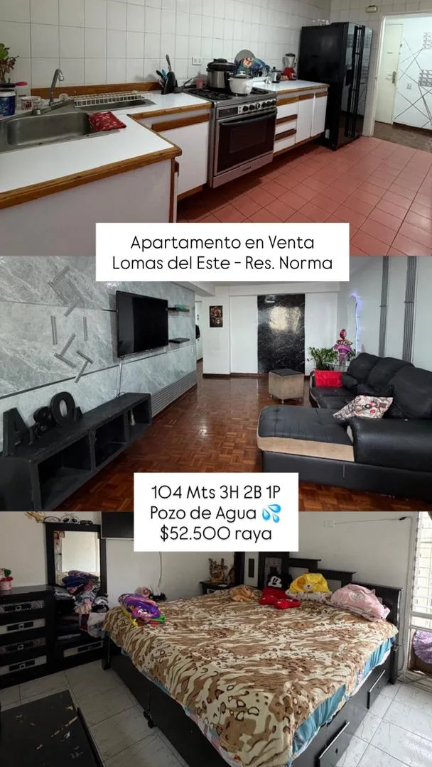 Apartamento en Venta en Lomas del Este, Res. Norma — 3 hab 104m² — USD 52,500