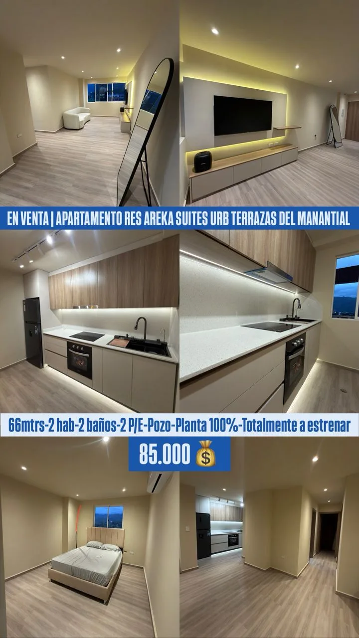 Apartamento en Venta en Res Areka Suites, Urb Terrazas del Manantial — 2 hab 66m² — USD 85,000