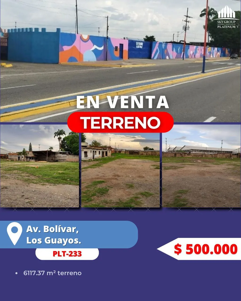 Terreno en Venta en Los Guayos 6117m² — USD 500,000