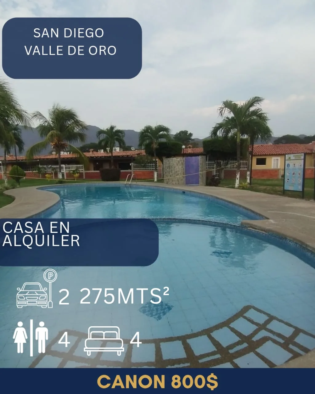 Casa en Alquiler en Valle de Oro, San Diego — 4 hab 275m² — USD 550