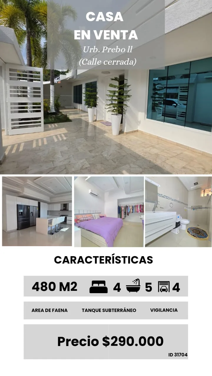 Casa en Venta en Urb. Prebo II, Valencia, Edo. Carabobo — 4 hab 400m² — USD 290,000
