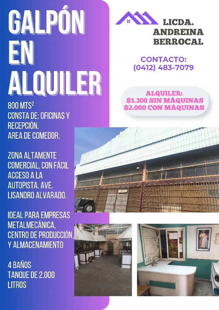 Local en Alquiler en Av Lisandro Alvarado Valencia 800m² — USD 1,300
