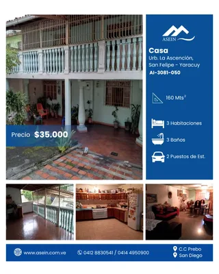 Casa en Urb. la Ascensión, San Felipe Edo Yaracuy