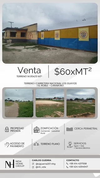 Terreno en Carretera Nacional Los Guayos, El Roble - Carabobo
