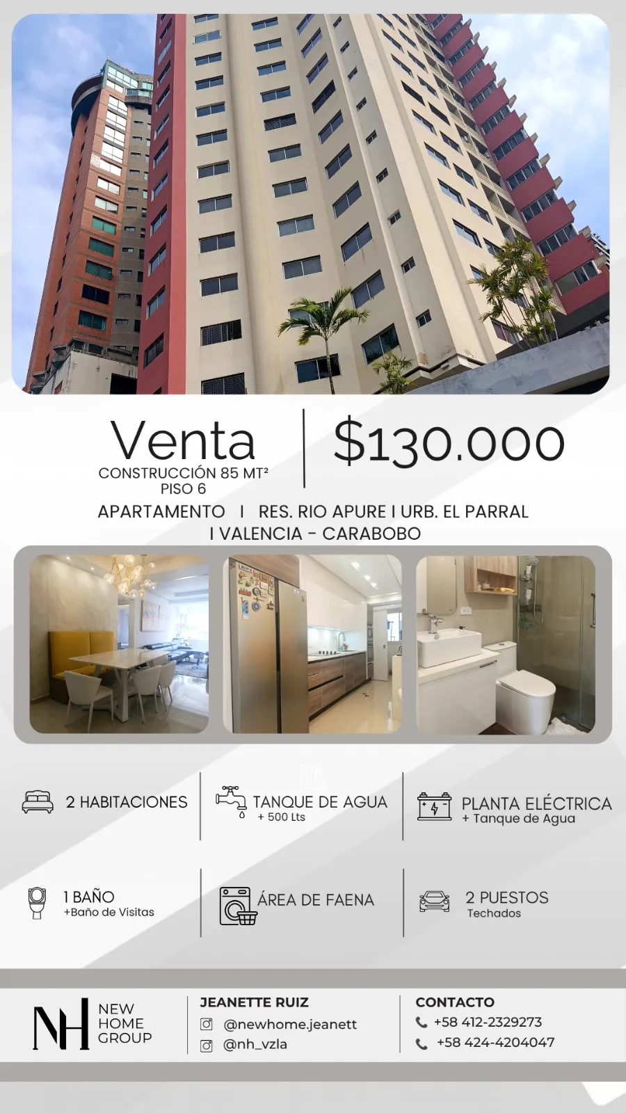 Apartamento en Venta en Urb. El Parral, Valencia - Carabobo — 2 hab 85m² — USD 130,000