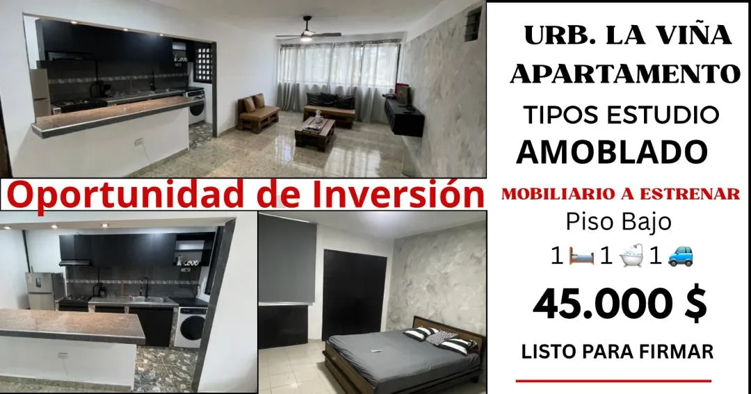 Apartamento en Venta en Urb. La Viña — 1 hab 57m² — USD 45,000