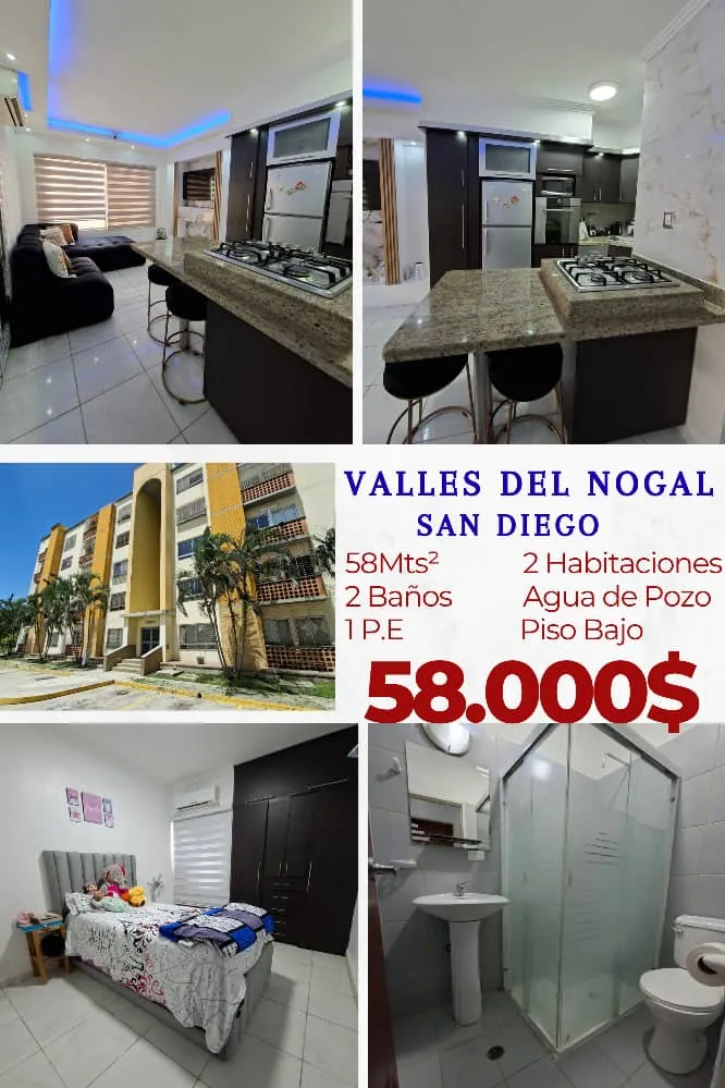Apartamento en Venta en VALLES DEL NOGAL, SAN DIEGO — 2 hab 58m² — USD 58,000