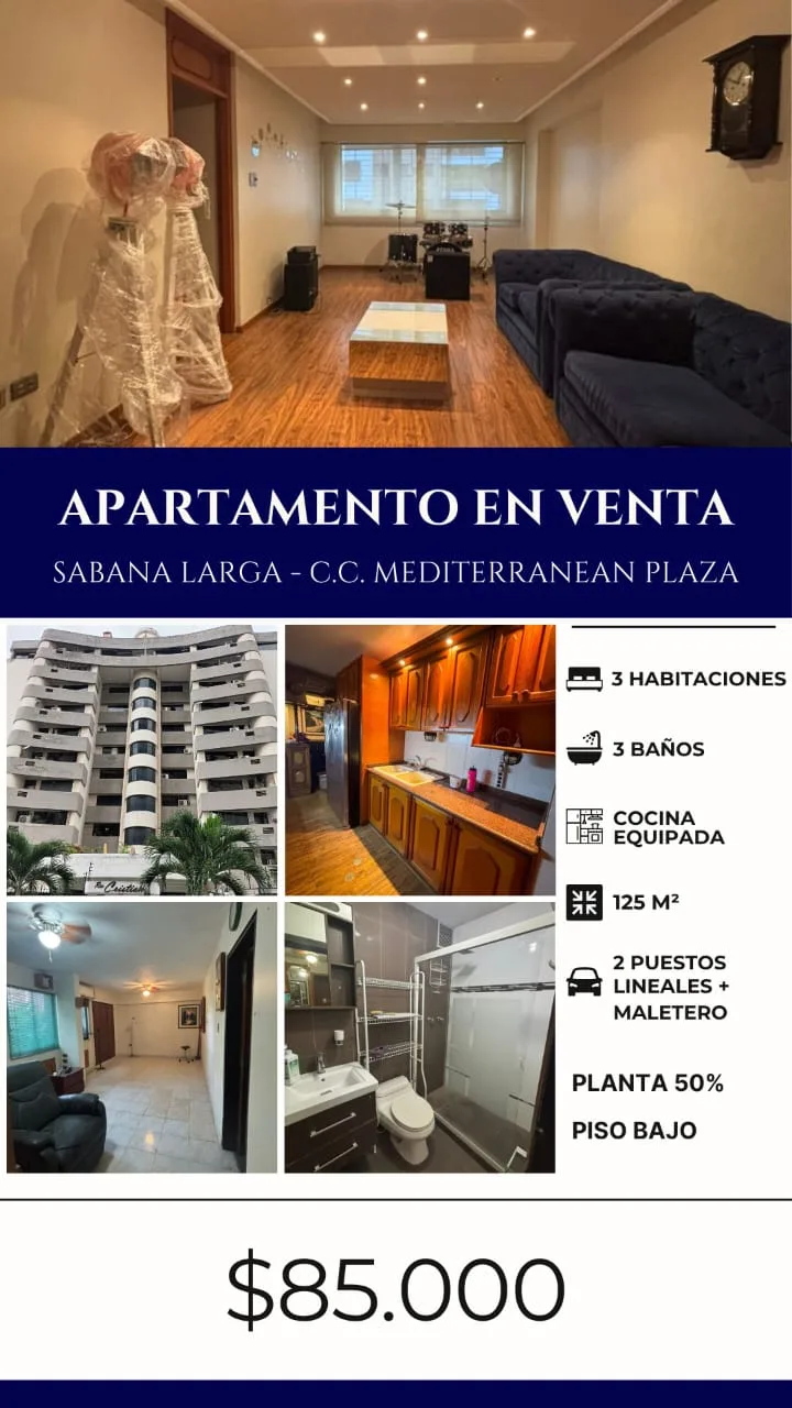 Apartamento en Venta en Res. Cristian - Urb. Sabana Larga — 3 hab 125m² — USD 85,000