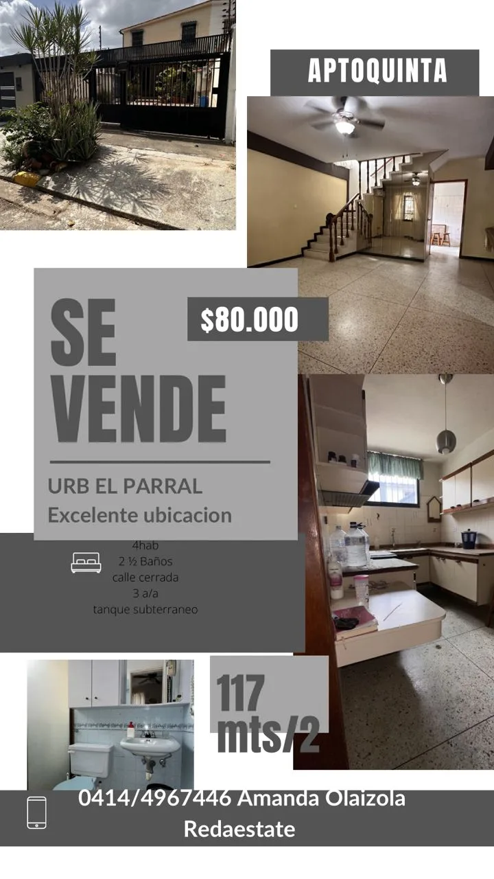 Apartamento en Venta en Urb. El Parral — 4 hab 117m² — USD 80,000
