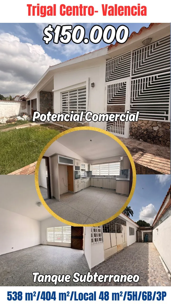 Casa en Venta en Trigal Centro, Av. Alejo Zuloaga, Valencia — 5 hab 538m² — USD 150,000