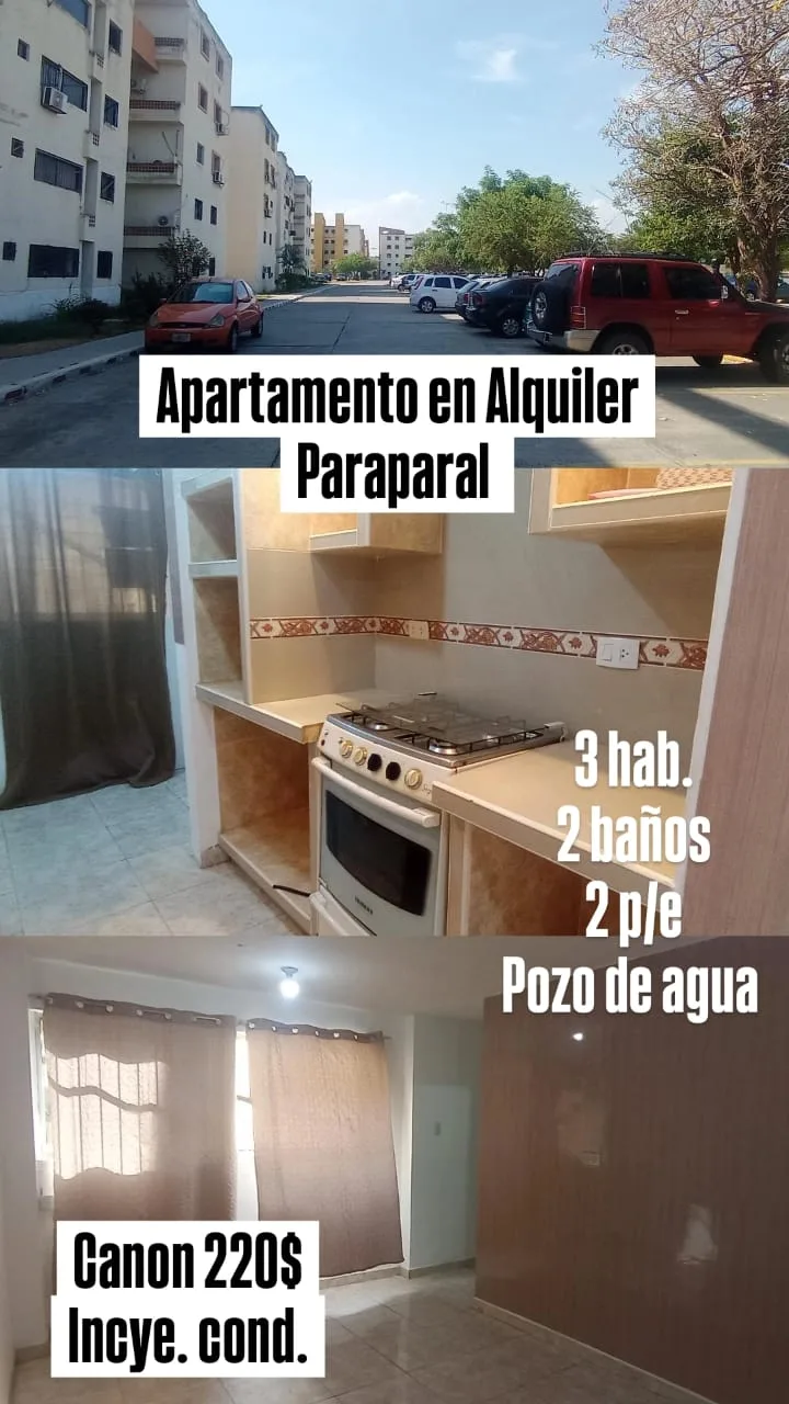 Apartamento en Alquiler en Paraparal, Residencias Pomarrosa — 3 hab 65m² — USD 220