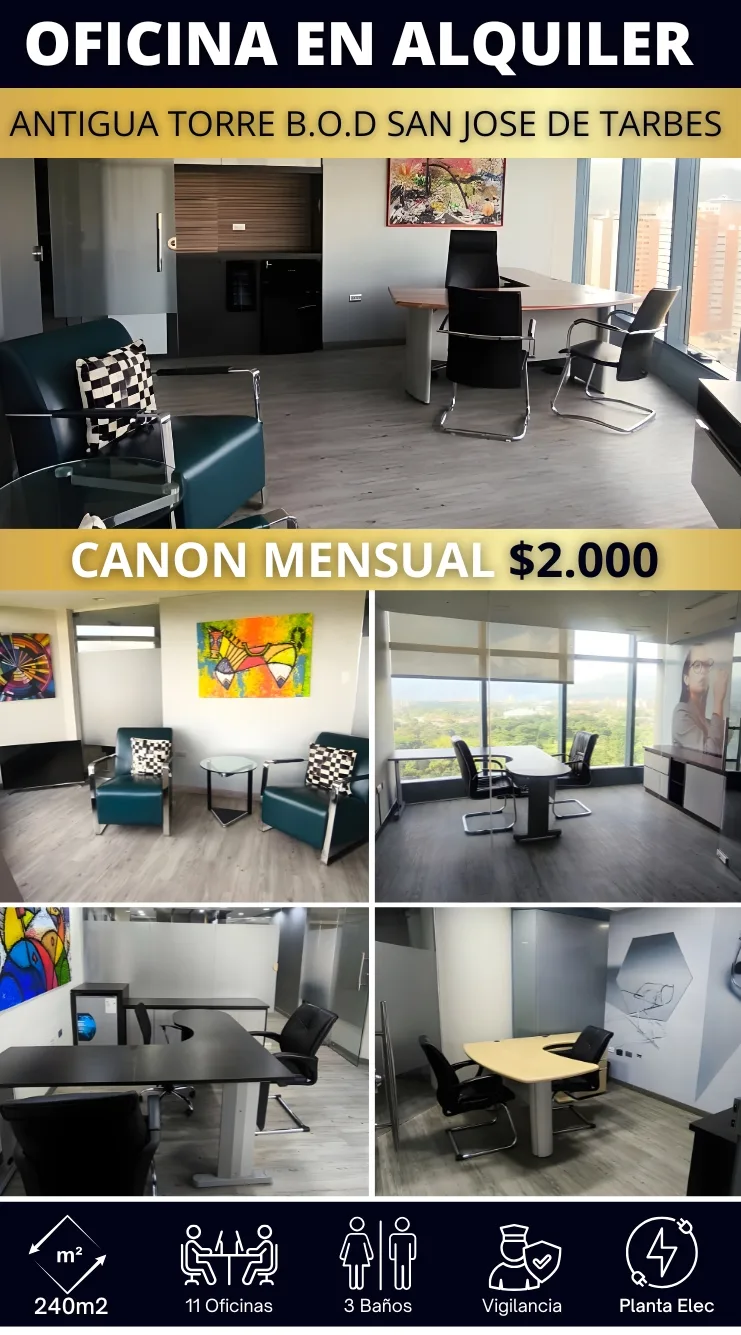 Oficina en Alquiler en Antigua Torre BOD, Valencia — 11 hab 240m² — USD 2,000
